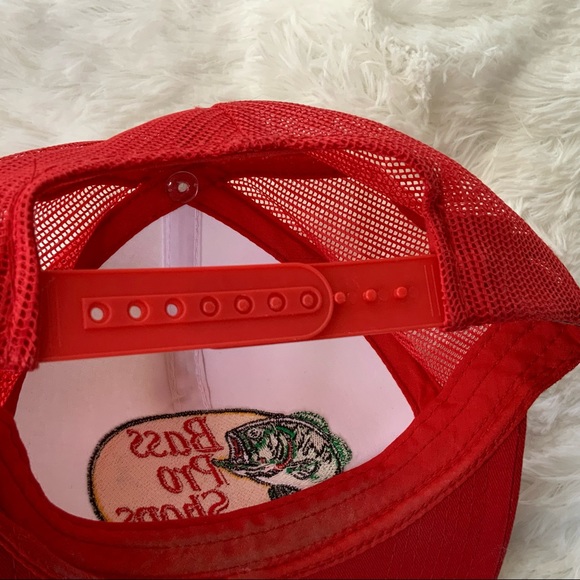 BASS PRO SHOPS • Red and White SnapBack Gone Fishing Trucker Hat Mesh - Picture 5 of 8